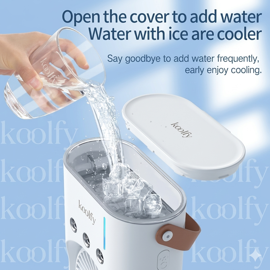 Koolfy Dual Cooling Mist Fan with LED Lights Mystic Wrap Rechargeable