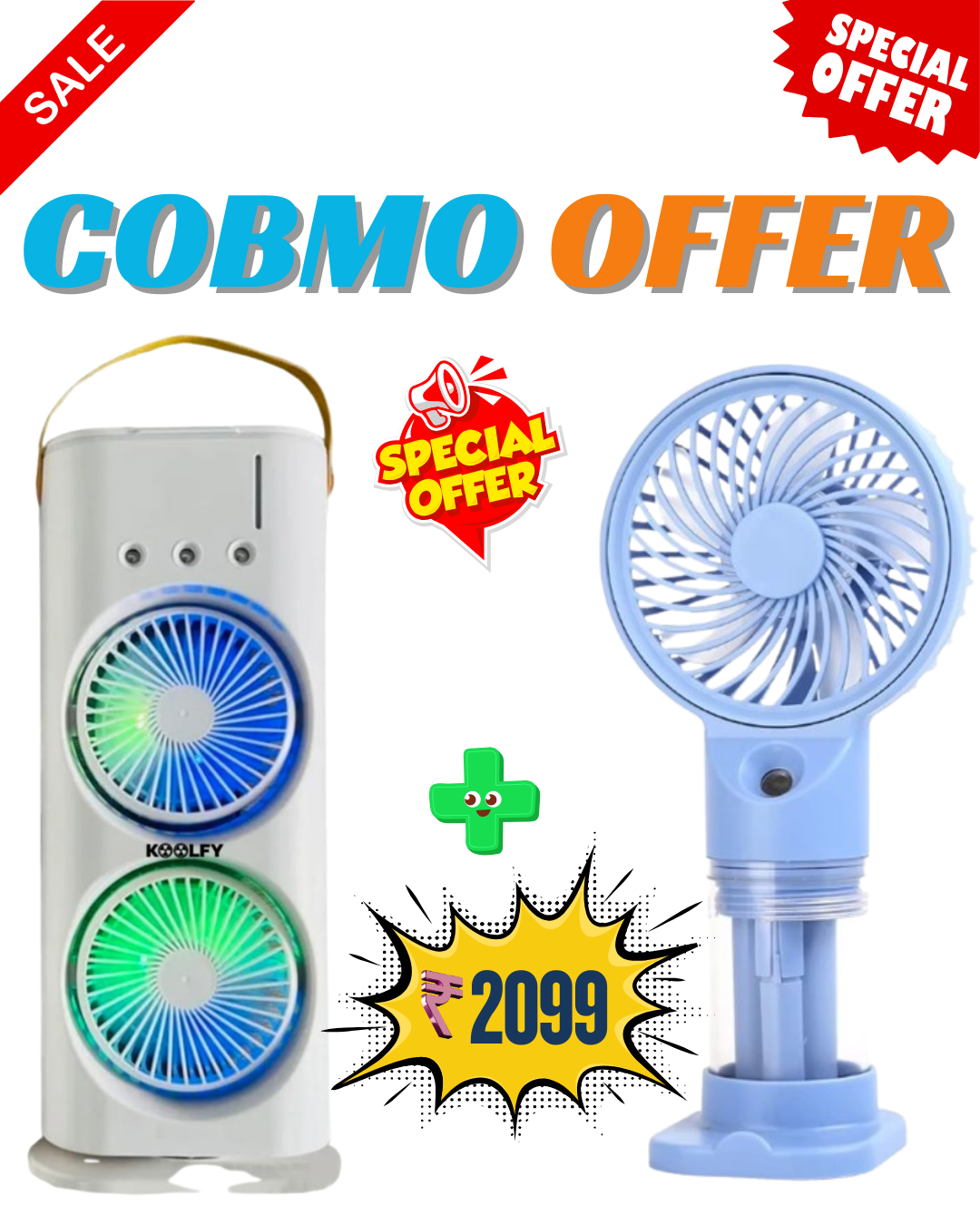 Koolfy Dual Cooling Mist Fan + Portable Mini Mist Fan