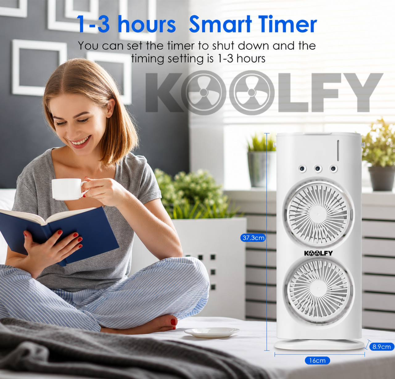 Koolfy Dual Cooling Mist Fan with LED Lights Mystic Wrap Rechargeable