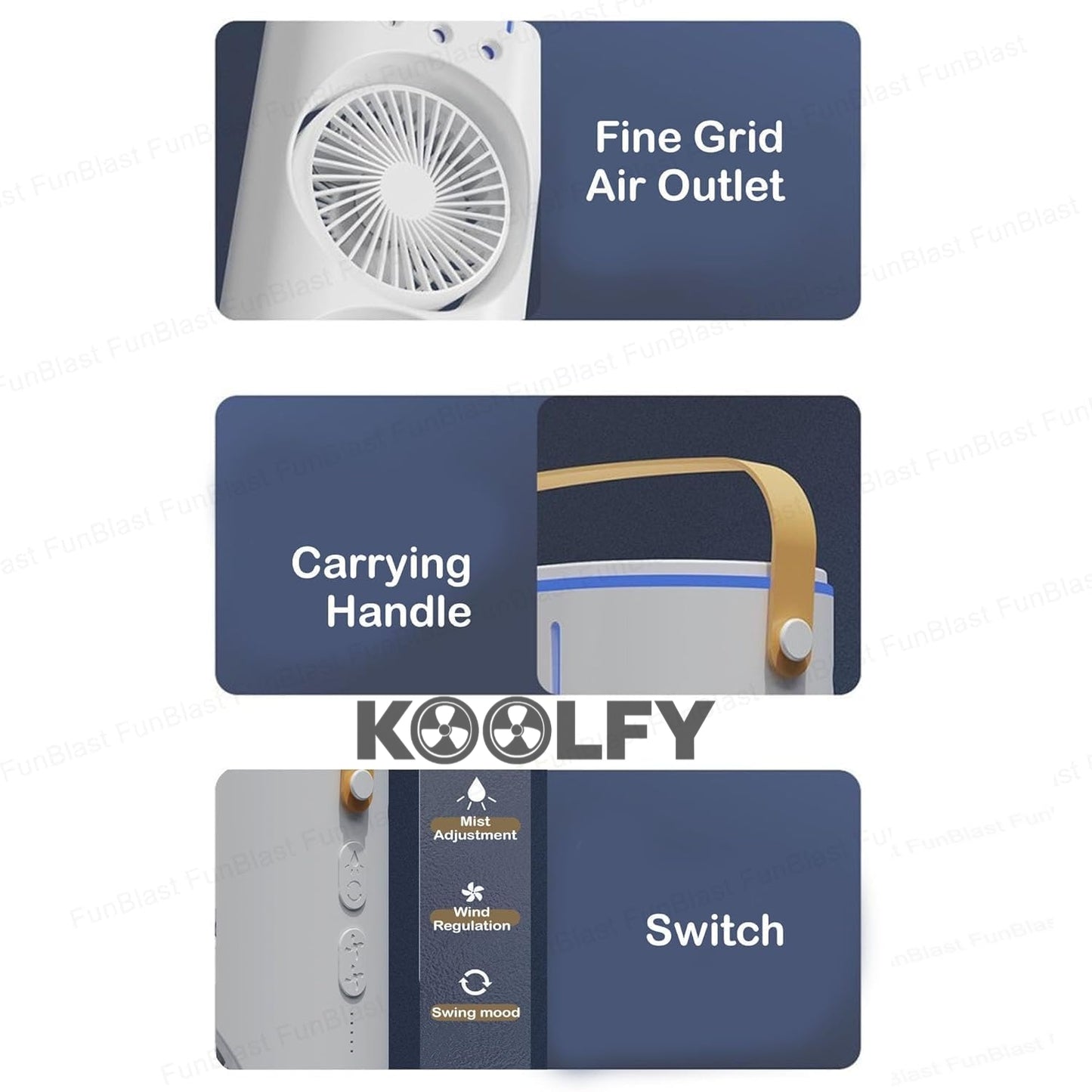 Koolfy Dual Cooling Mist Fan with LED Lights Mystic Wrap Rechargeable