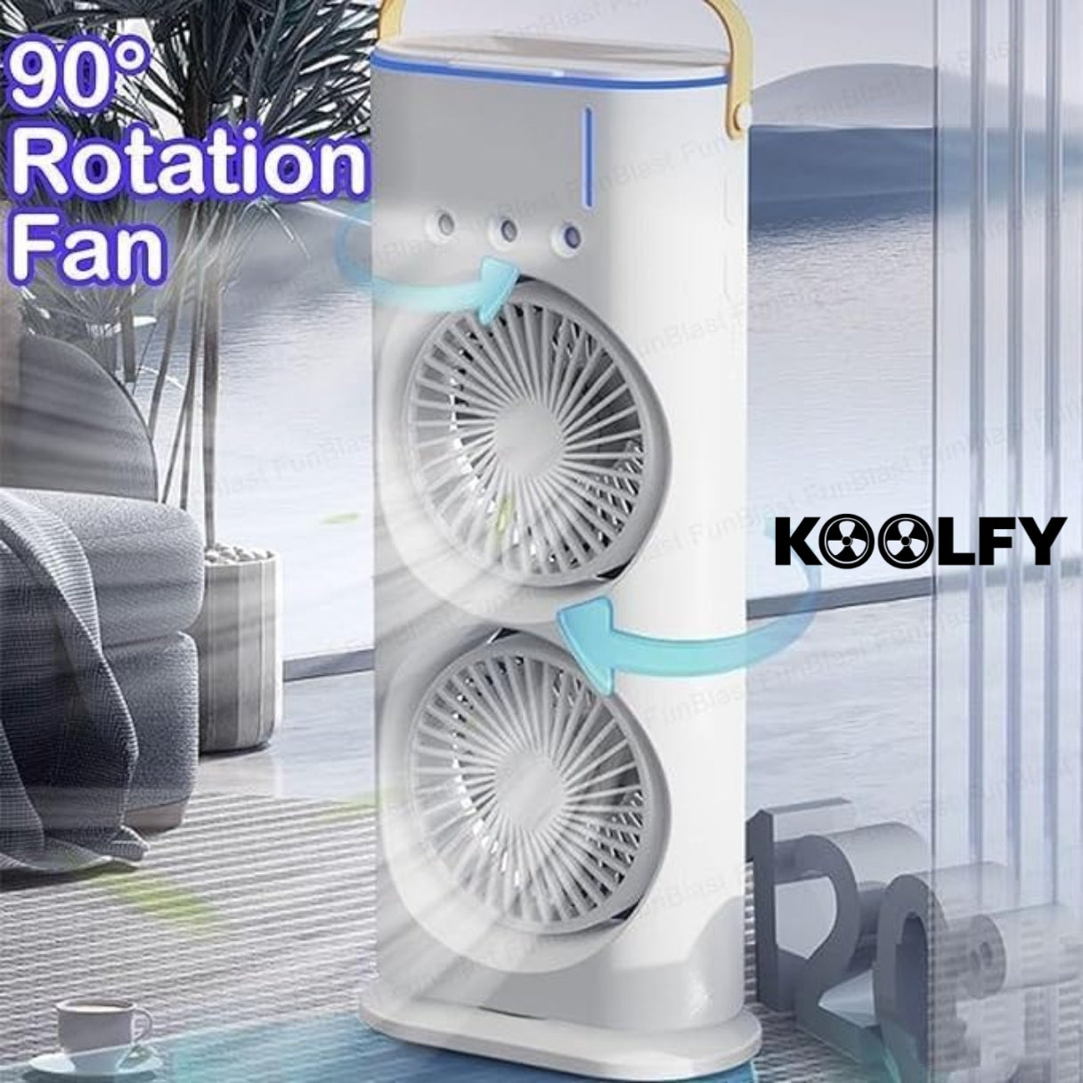 Koolfy Dual Cooling Mist Fan with LED Lights Mystic Wrap Rechargeable