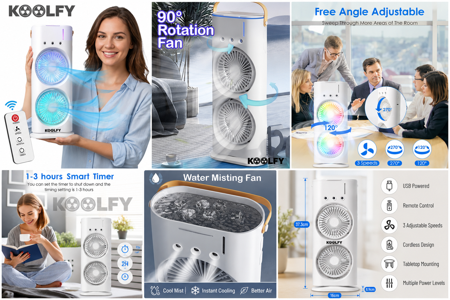 Koolfy Dual Cooling Mist Fan + Portable Neck Fan